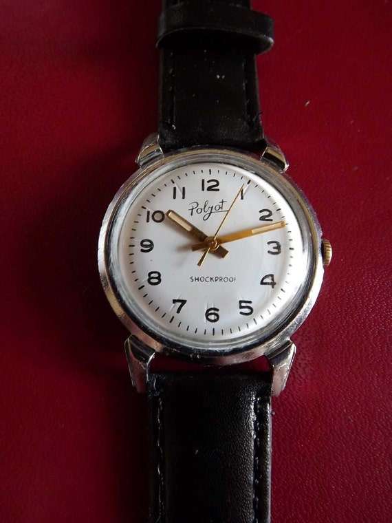 Vintage Collectable Poljot Shockproof, Soviet USSR Mechanical Men's Watch Very rare Beautiful white