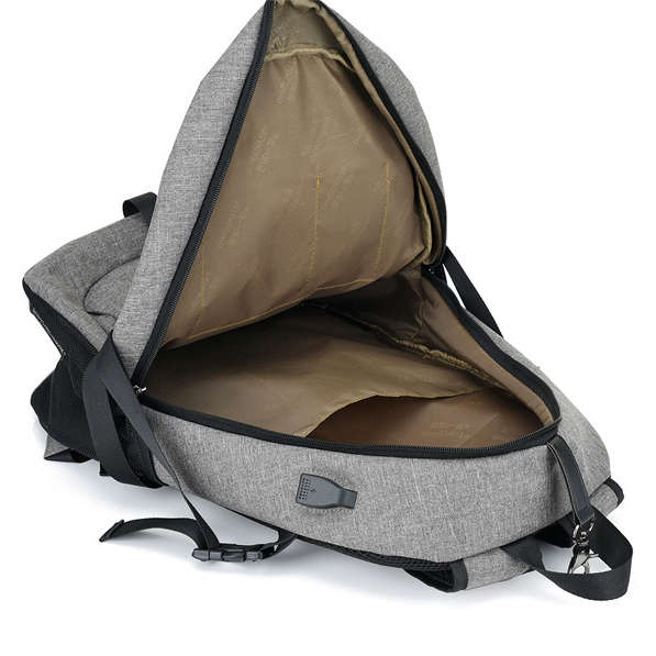 IPRee 49x32x16cm Canvas Anti Theft Travel Backpack with USB Charging port Portable Rechargeable Ba