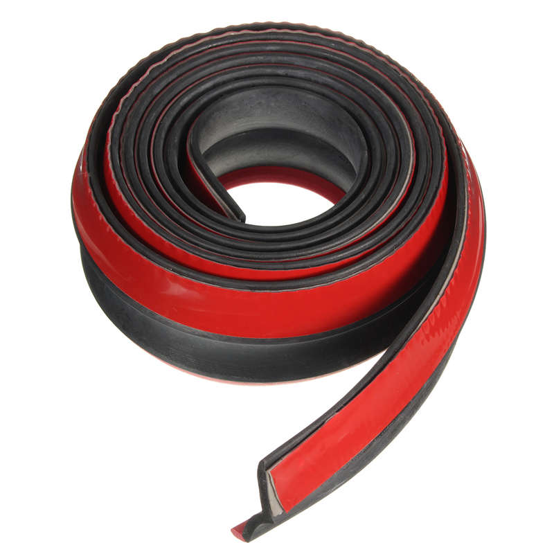 98x2inch  Black Red Car Front Bumper Protector Rubber Auto Lip Body Spoiler Decoration