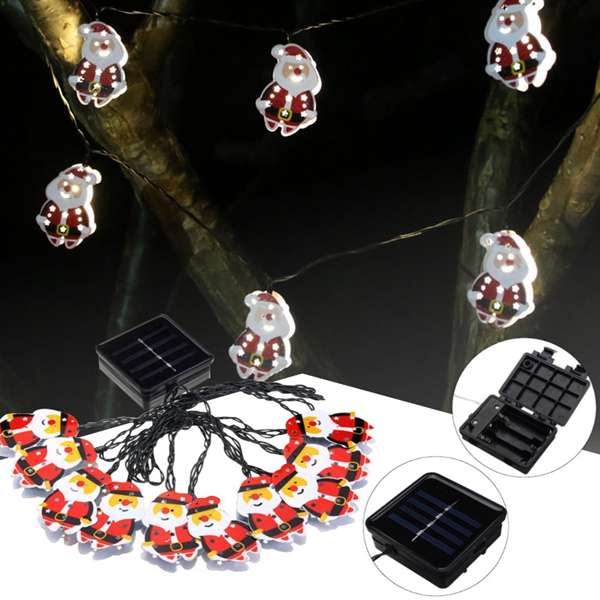 Solar/Battery Powered 4M 10LEDs Warm White Santa Claus Shaped Fairy String Light for Christmas