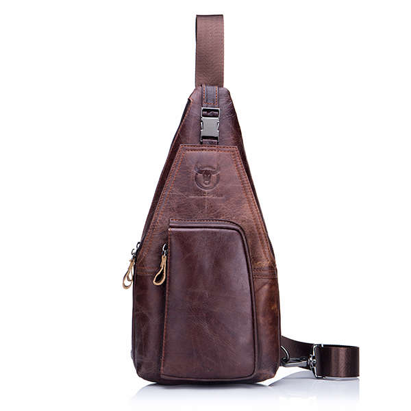 Bullcaptain&reg; Men Leather Chest Bag Vintage Travel Fashion Crossbody Shoulder Bag