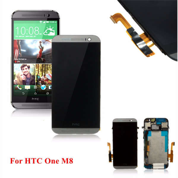 LCD Display Touch Screen Digitizer + Frame Assembly Grey Replacement For HTC ONE M8