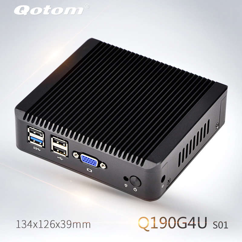 QOTOM Mini PC Q190G4 With 4 LAN Port Pfsense as Router Firewall Quad Core 2 GHz 4G RAM 32G SSD