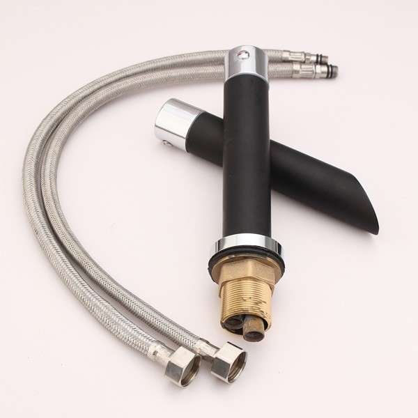 Kitchen Unique Single Handle Black Bathroom Bath Basin Sink Mixer Tap Waterfall Faucet
