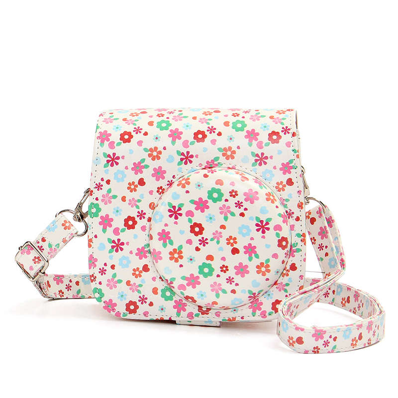 Flower PU Leather Camera Case Bag For Fujifilm Polaroid Instax Mini8