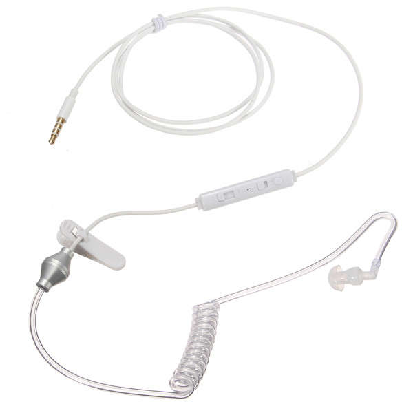 Spiral Acoustic Hollow Air Tube 3.5mm Anti Radiation Headphone Earphone with Mic