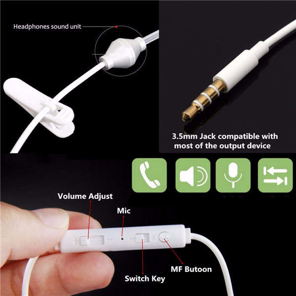 Spiral Acoustic Hollow Air Tube 3.5mm Anti Radiation Headphone Earphone with Mic