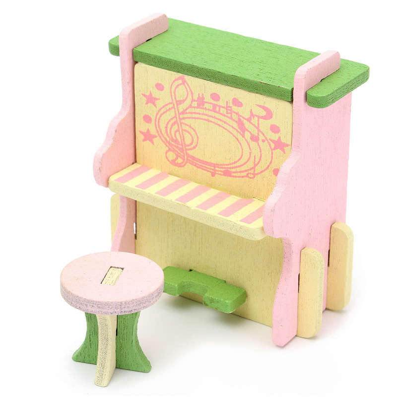 Wooden Furniture Set Doll House Miniature Room Accessories Kids Pretend Play Toy Gift Decor
