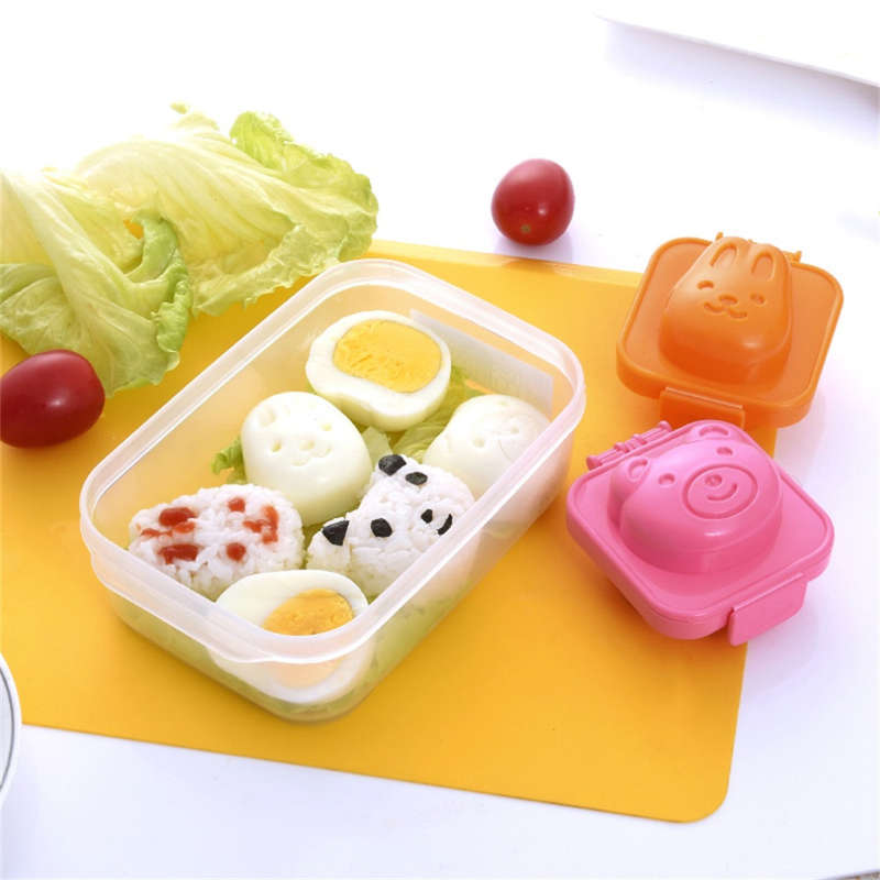KCASA KC-SM02 2 Pcs/Set Cartoon Bear Rabbit Boiled Egg Rice Mold DIY Bento Sushi Mold Maker Tools