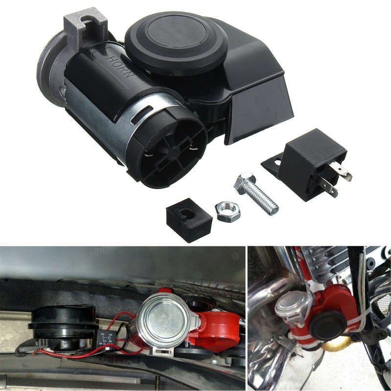 12V Dual Tone Trumpet Super Loud Electric Air Horn w/Compressor Car Truck Train