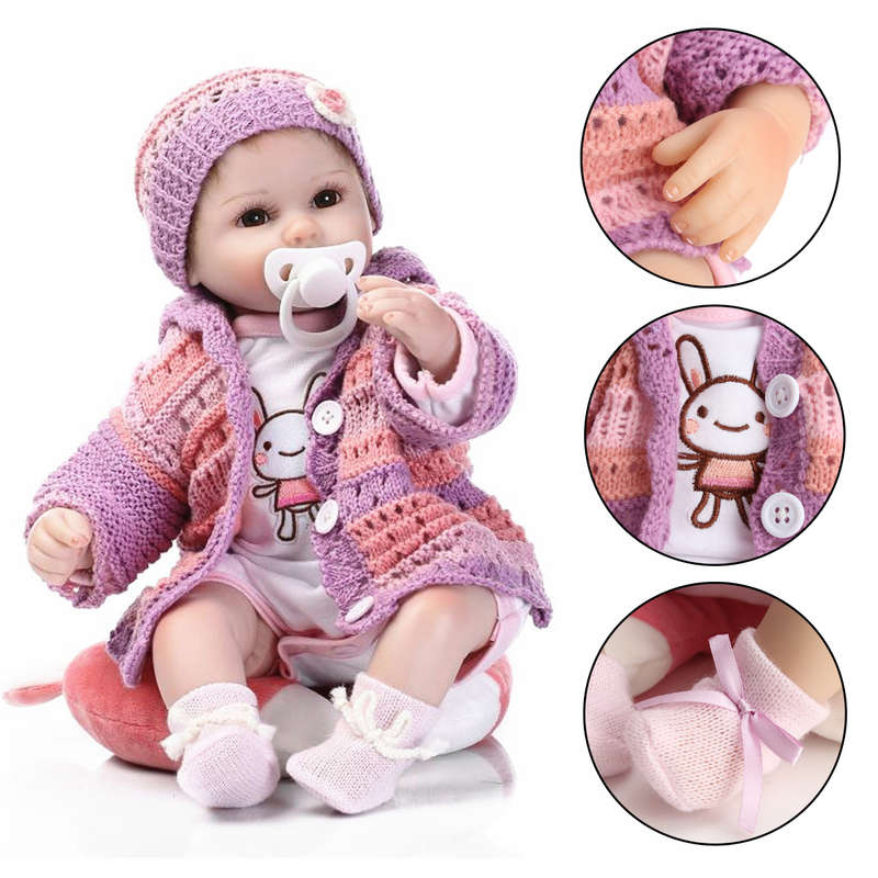 NPK 16 Inch 42cm Reborn Baby Soft Silicone Doll Handmade Lifelike Baby Girl Dolls Play House Toys Bi