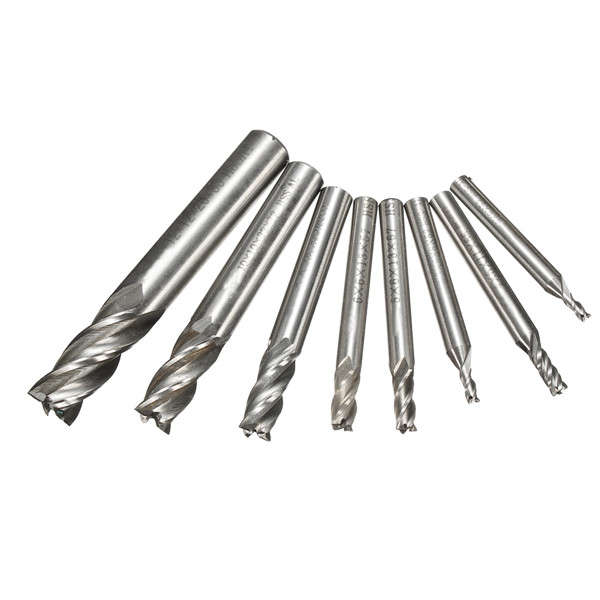2-12mm HSS 4 Flute End Mill Cutter Straight Shank Milling Cutter Drill Bit CNC Tool