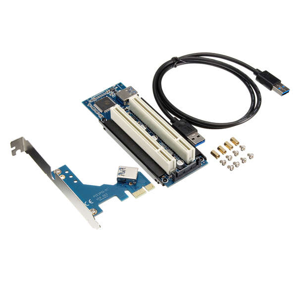 PCI-E Express X1 to Dual PCI Riser Extend Adapter Card With 82cm USB3.0 Cable