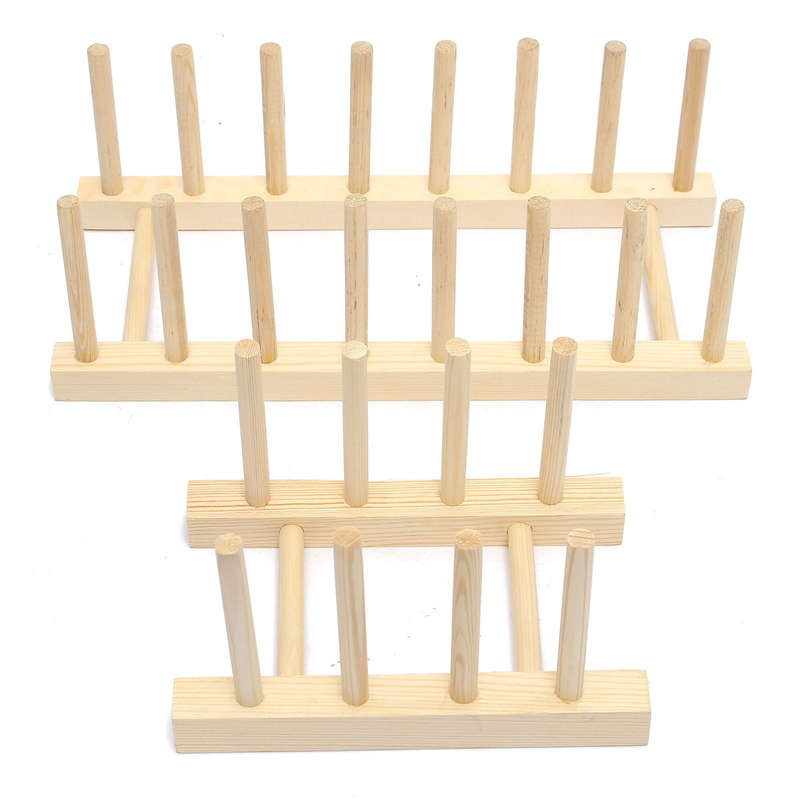 Wooden Dish Plate Storage Holders Folding Racks Drying Shelf