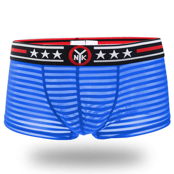 Mens Sexy Low Waist Transparent Stripes Mesh Breathable Thin Boxers Underwear