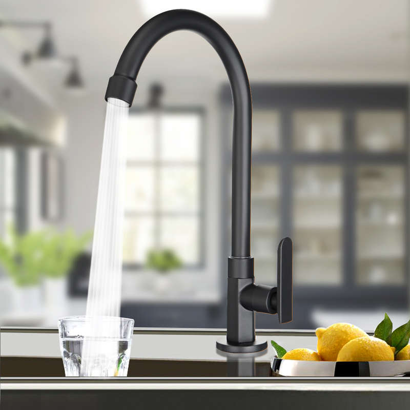 Holmark Black Chrome Modern Kitchen Basin Faucet Solid Brass Spout Swivel Sink Mixer Tap