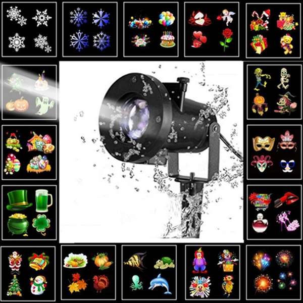 ARILUX 16 Patterns 8W Remote Christmas Stage Light Projector Waterproof Spotlight Halloween Party