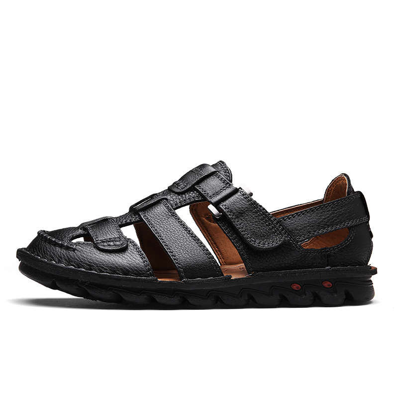 Men Breathable Hook Loop Genuine Leather Sandales