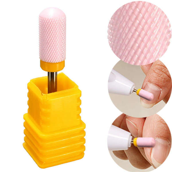 Pink Ceramic Nail Drill Bit Grinding File Head Manicure Tools Part Pedicure Smooth Polish