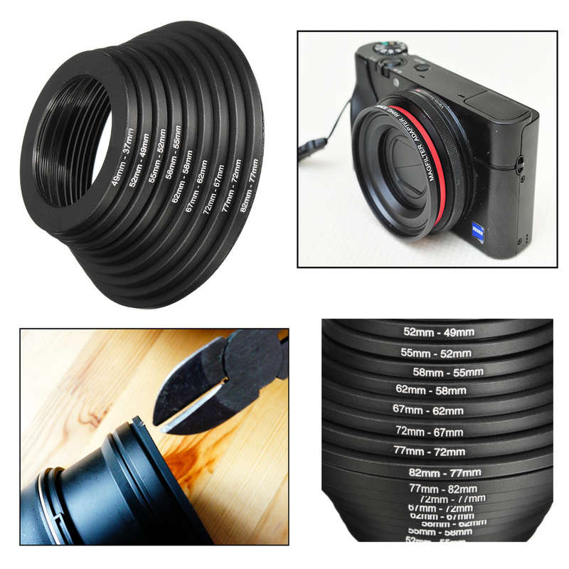 18pcs Step Up Down Lens Filter Ring Adapter Set 37 - 82mm For Canon Nikon