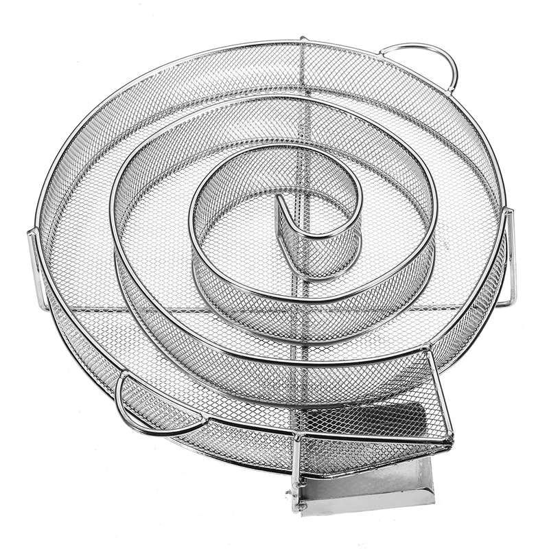 Stainless Steel Wood Chips Grill Basket Smoker Picnic BBQ Cold Smoking Generator Tray