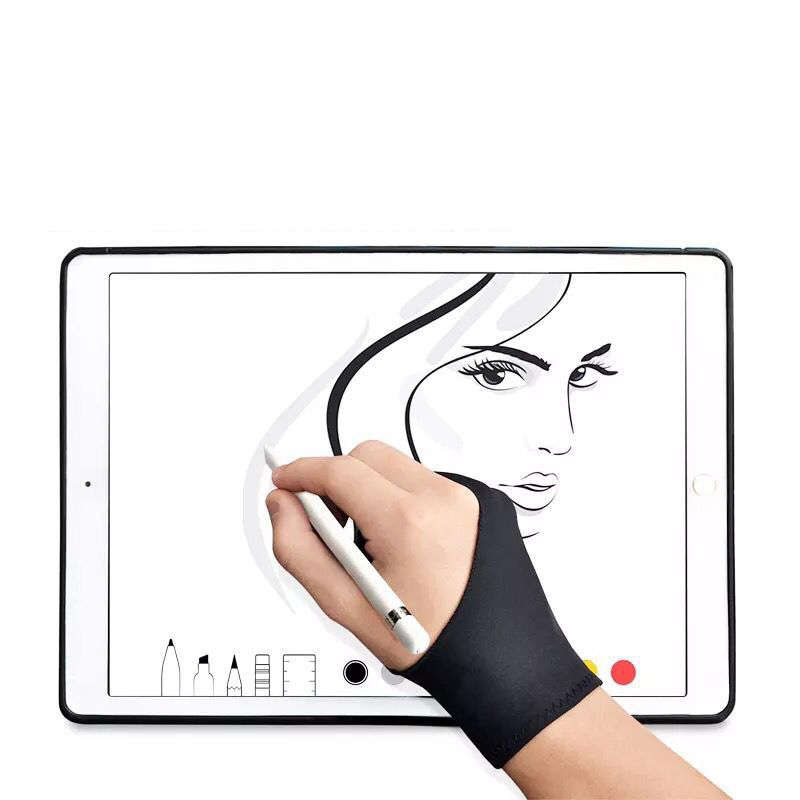 Safety Glove Artist Glove For Any Graphics Tablet Black 2 Finger Anti-Fouling Right And Left Hand Av