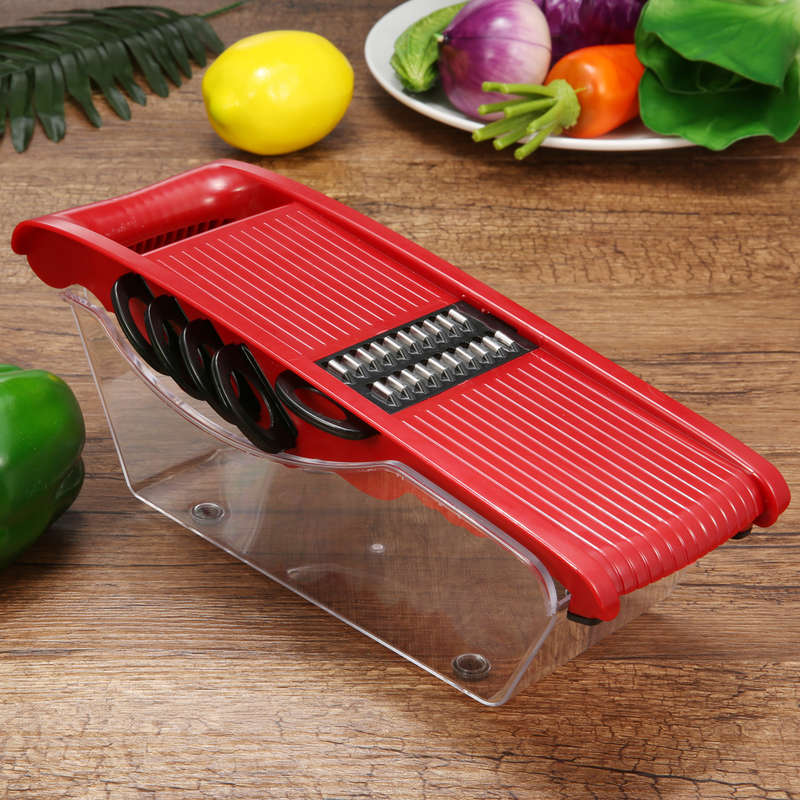 Godmorn Mandoline Slicer Vegetable Cutter Grater Juilienne Slicing Tool with 6 Interchangable Stainl