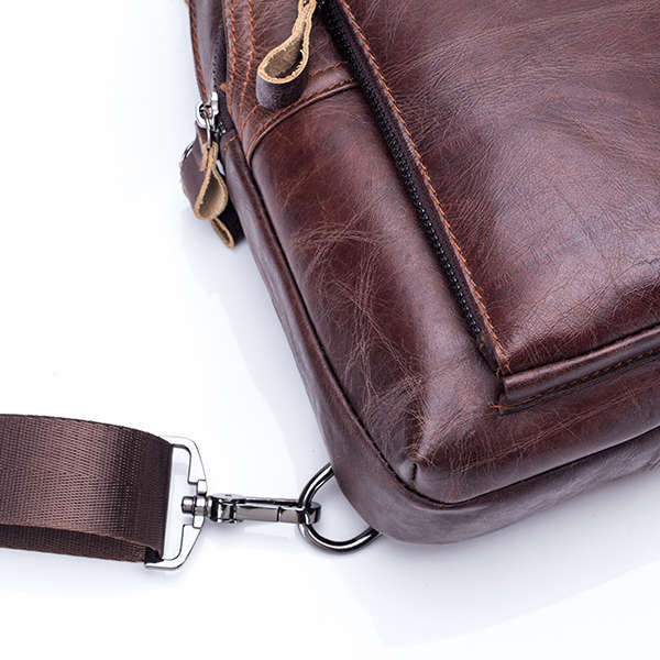 Bullcaptain&reg; Men Leather Chest Bag Vintage Travel Fashion Crossbody Shoulder Bag