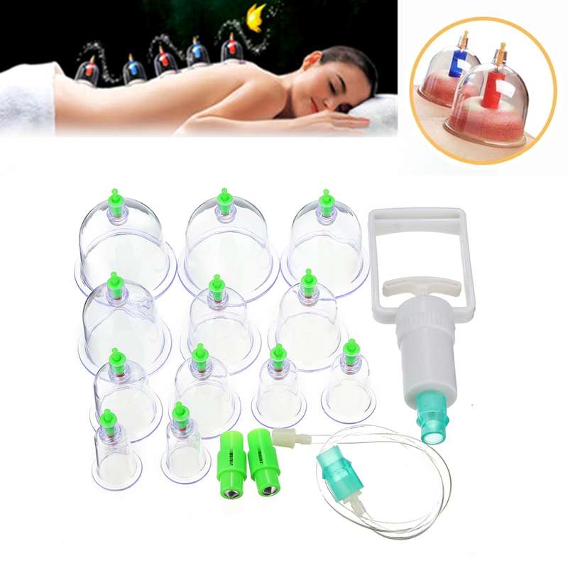 12-Cups Chinese Vacuum Cupping Acupuncture Massage Therapy Magnetic Suction Set