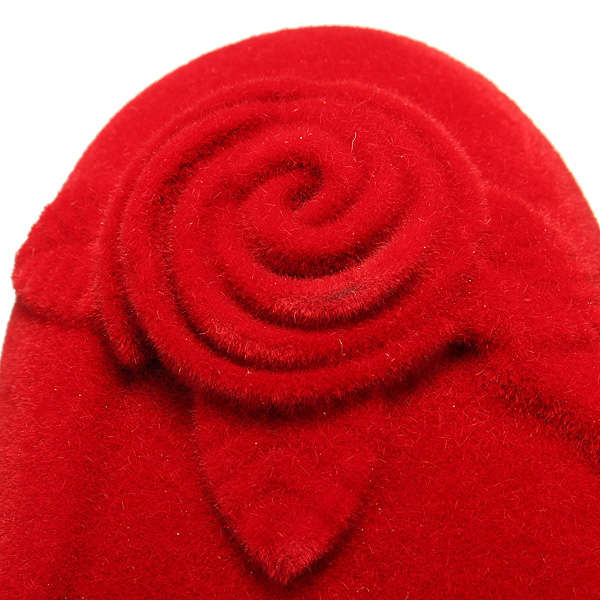 Bride Groom Red Velvet Heart Flower Rose Double Wedding Ring Box
