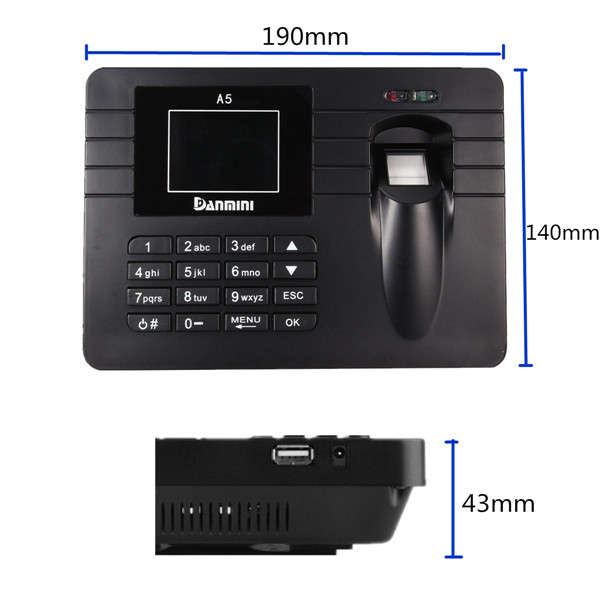 Time Recorder TFT Screen Clocking In Clock Machine Employee Attendance Check Fingerprint+Password Bu