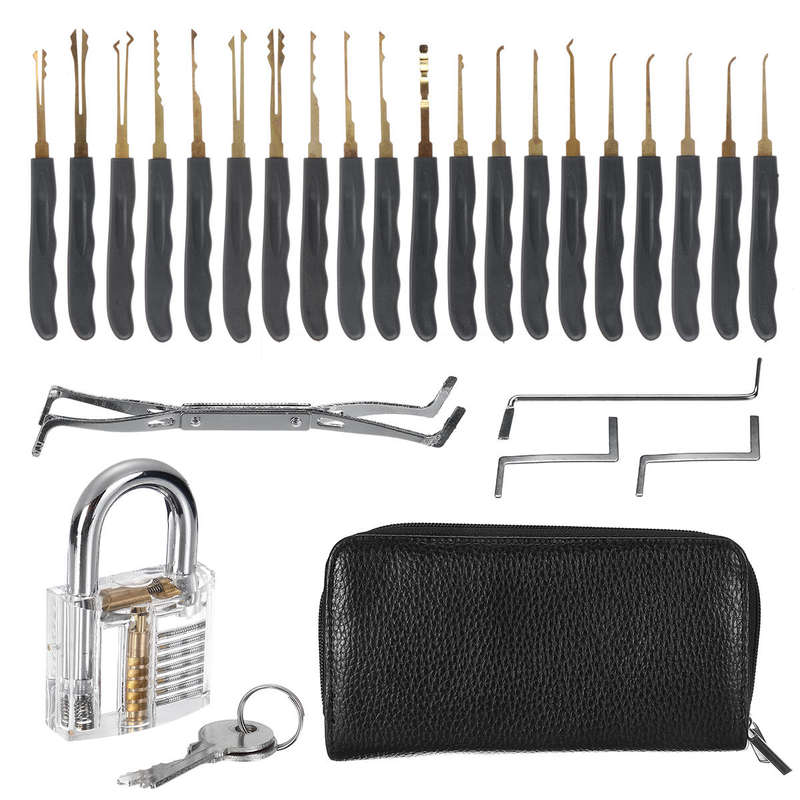 Mihuis D49734 Advanced  25pc Lock Pick Toolkit with Practice Transparent Padlock