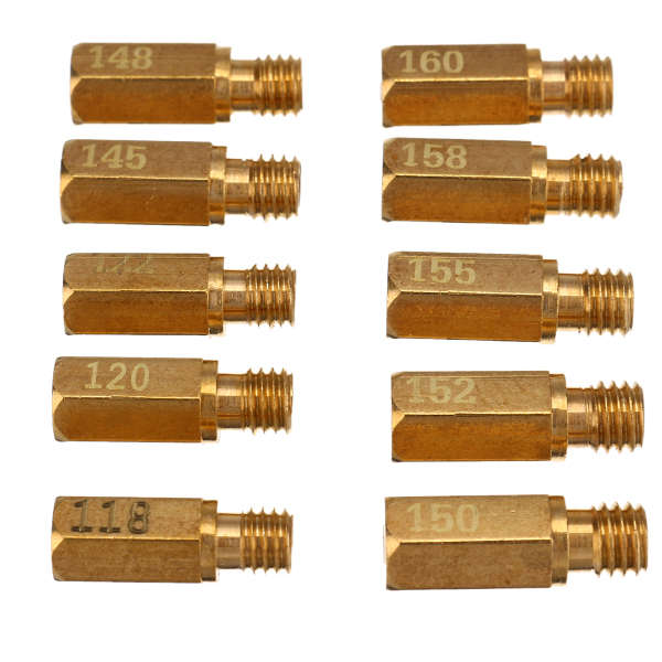 10Pcs Carburetor Main Jet Kit For Keihin OKO KOSO PE PWK Choose Size 118-160