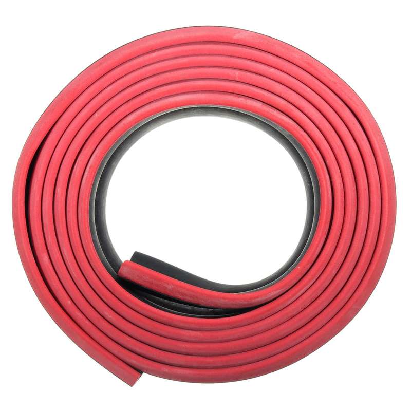 98x2inch  Black Red Car Front Bumper Protector Rubber Auto Lip Body Spoiler Decoration