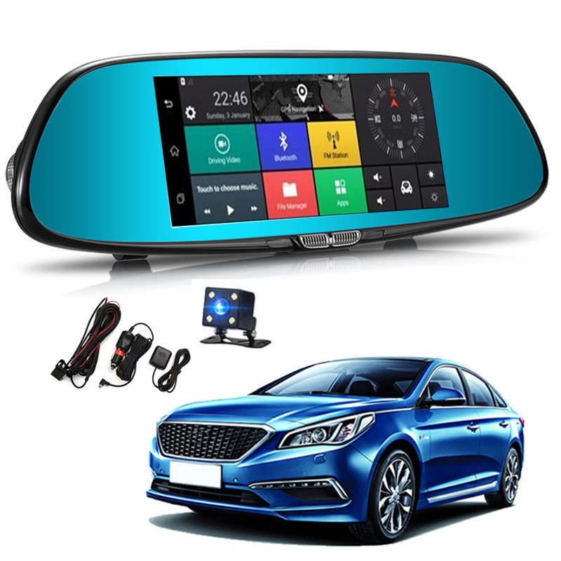 7 Inch Car Rear View Mirror Dash Camera HD 1080P Android Dual Lens DVR Camera 3G WIFI GPS