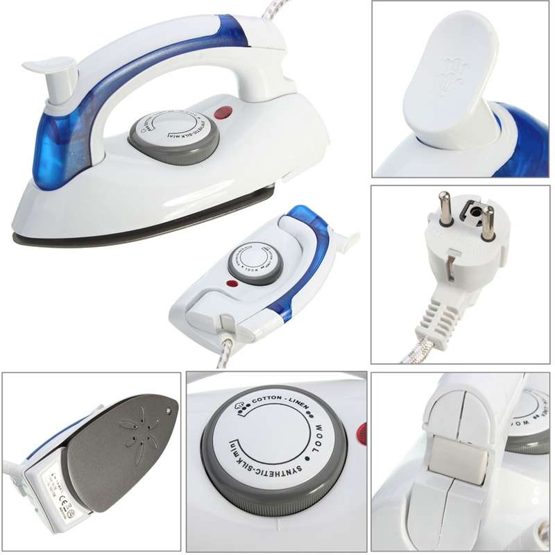 Portable Foldable Folding Adjustable Thermostatic Compact Handheld Flat Travel Steam Iron Temperatur