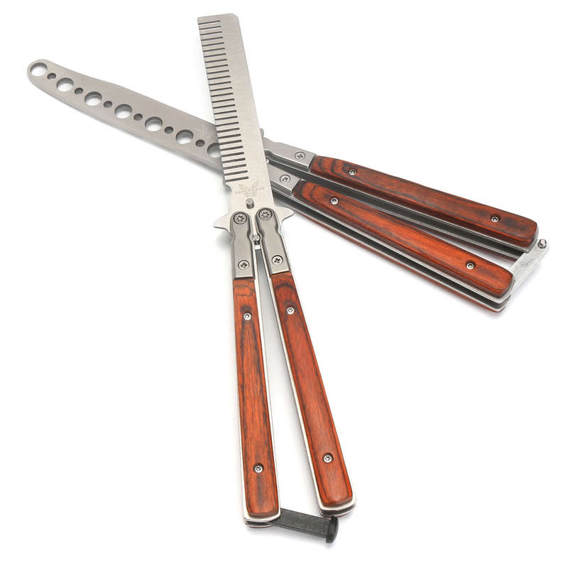 Butterfly Knife Trainning Practice Unsharpened Metal Blade Comb Style Trainer Tool