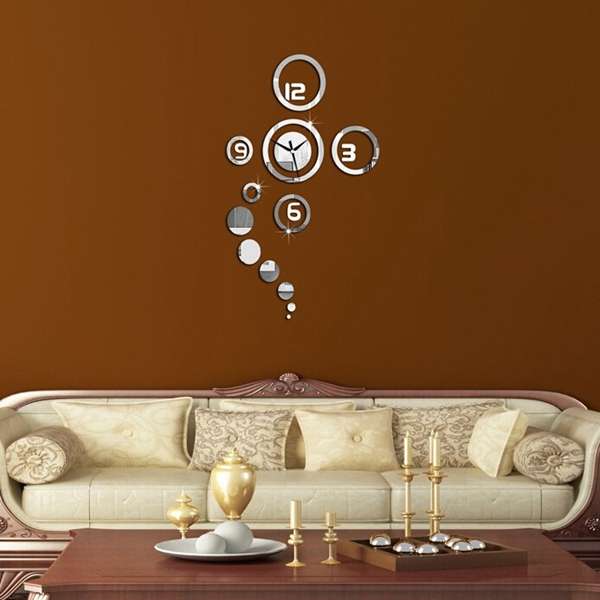 Honana DX-X1 Creative 3D Acrylic Mirror Wall Sticker Quartz Clocks Watch Large Home Decor