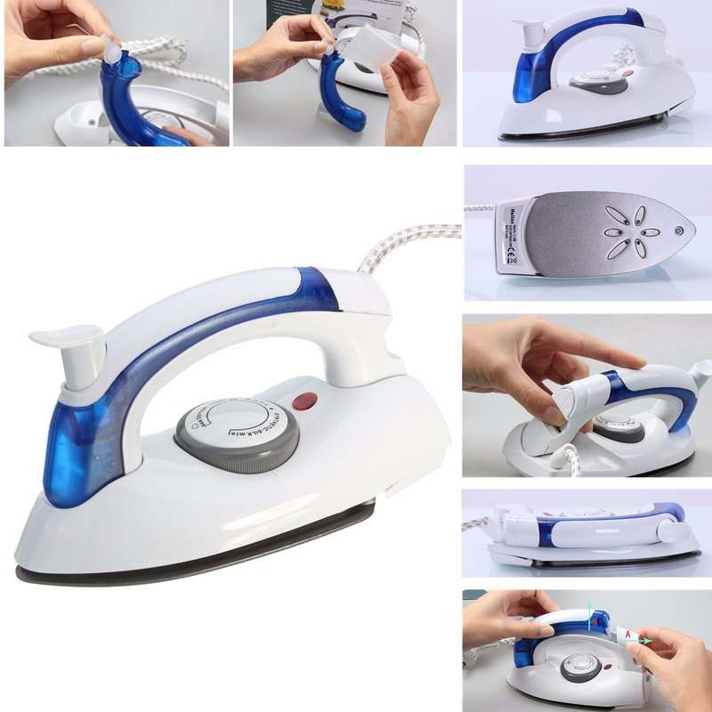 Portable Foldable Folding Adjustable Thermostatic Compact Handheld Flat Travel Steam Iron Temperatur