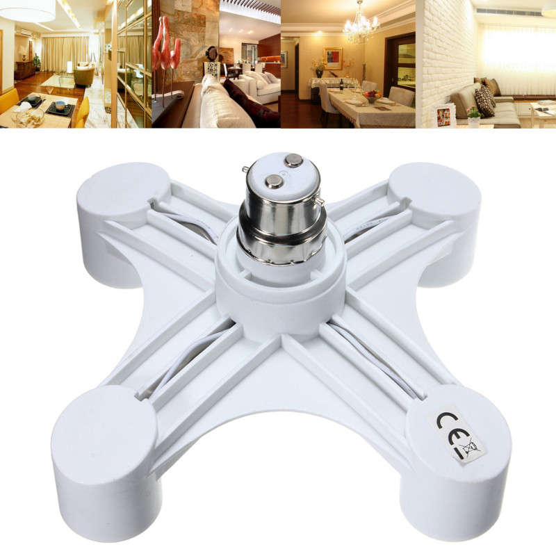 1 B22 to 4 E27 Base Socket Splitter Light Lamp Bulb Adapter Holder Converter 110-240V