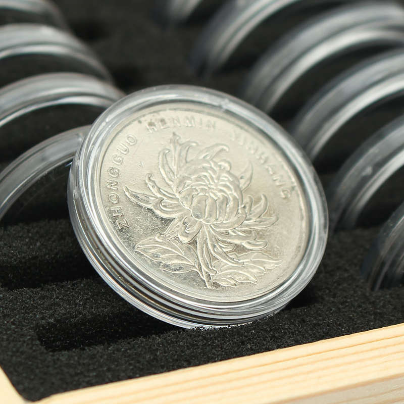 Wood Coins Display Storage Box for Slab Certified Coin With 50Pcs Capsules