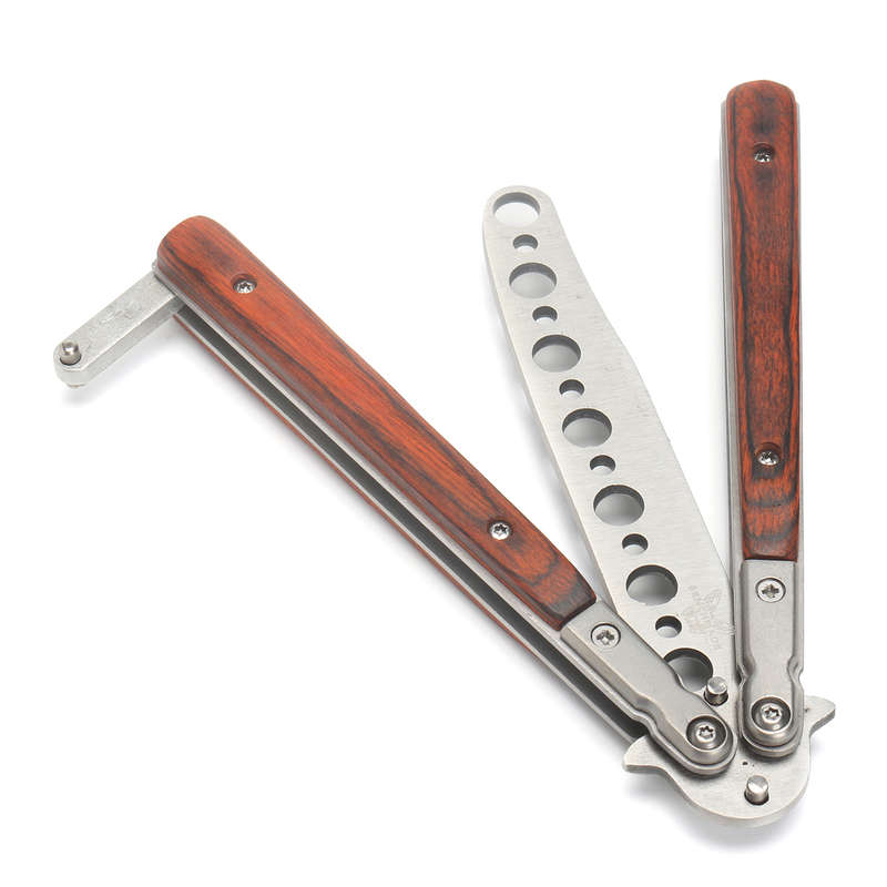 Butterfly Knife Trainning Practice Unsharpened Metal Blade Comb Style Trainer Tool