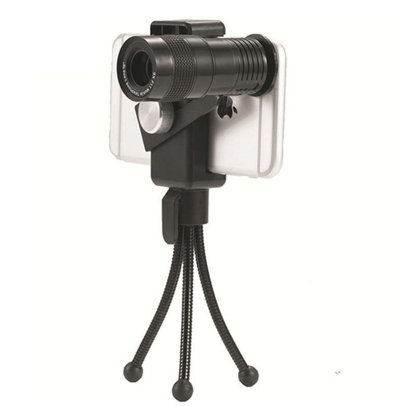 4 in 1 Smartphone Camera Fisheye Universal 9X Telephoto Lens Optical with Tripod for Xiaomi Iphone H
