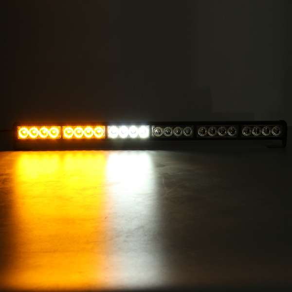 27inch LED Strobe Light Bar Traffic Emergency Flash Warning Lamp White&Amber For Car Vehicle Truck