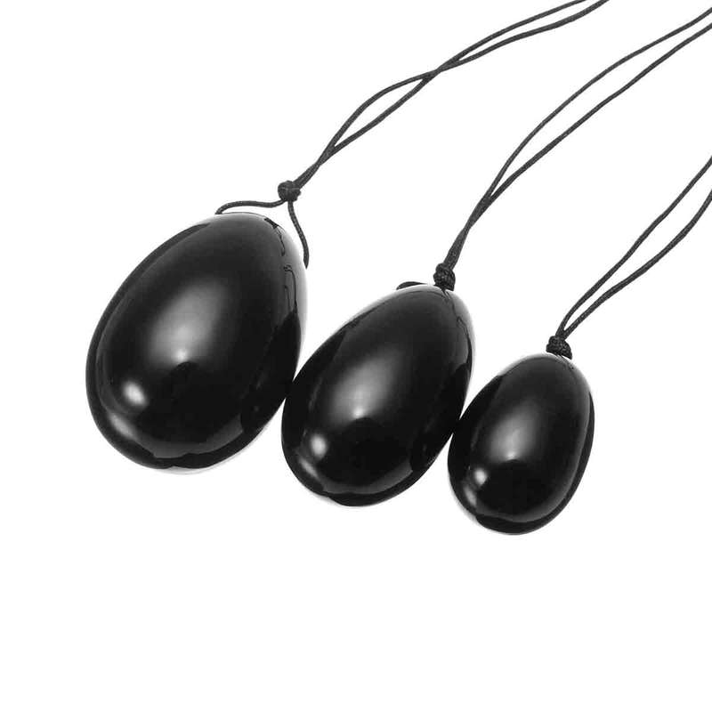 3pcs Black Obsidian Kegel Exercise Yoni Massage Egg 1pc 100mm Vaginal Muscle Tightening Stick