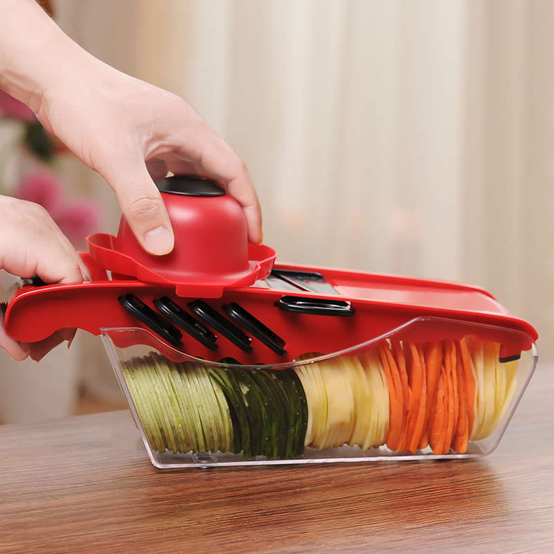 Godmorn Mandoline Slicer Vegetable Cutter Grater Juilienne Slicing Tool with 6 Interchangable Stainl