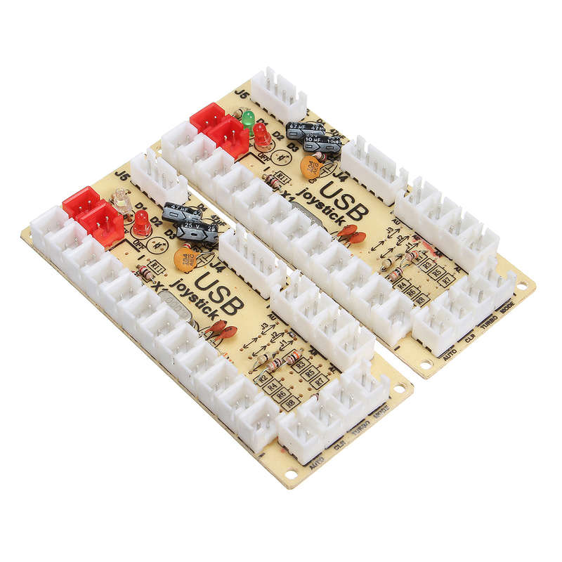 20 LED Arcade Full Colors Switch Buttons 2 USB Encoder 2 Joysticks DIY Kit Blue Red