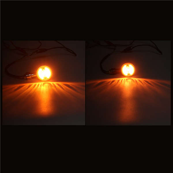 2X Universal Mini Retro Motorcycle Front Turn Signals Lights Indicators Abmer