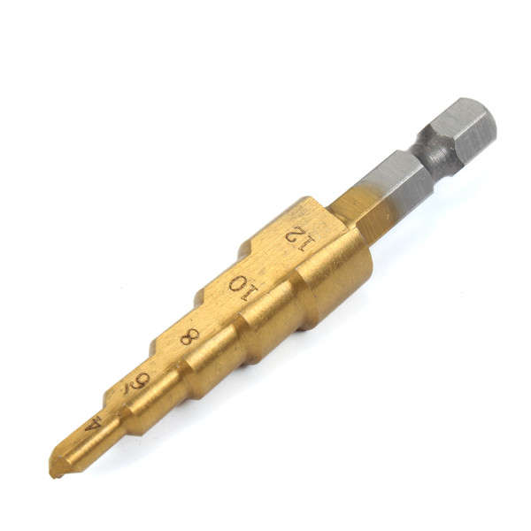 Doersupp 3Pcs 3-12m/4-12mm/4-20mm Step Drill Bits Titanium Coated Step Drill Bits Set
