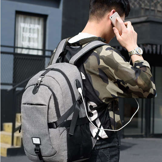 IPRee 49x32x16cm Canvas Anti Theft Travel Backpack with USB Charging port Portable Rechargeable Ba